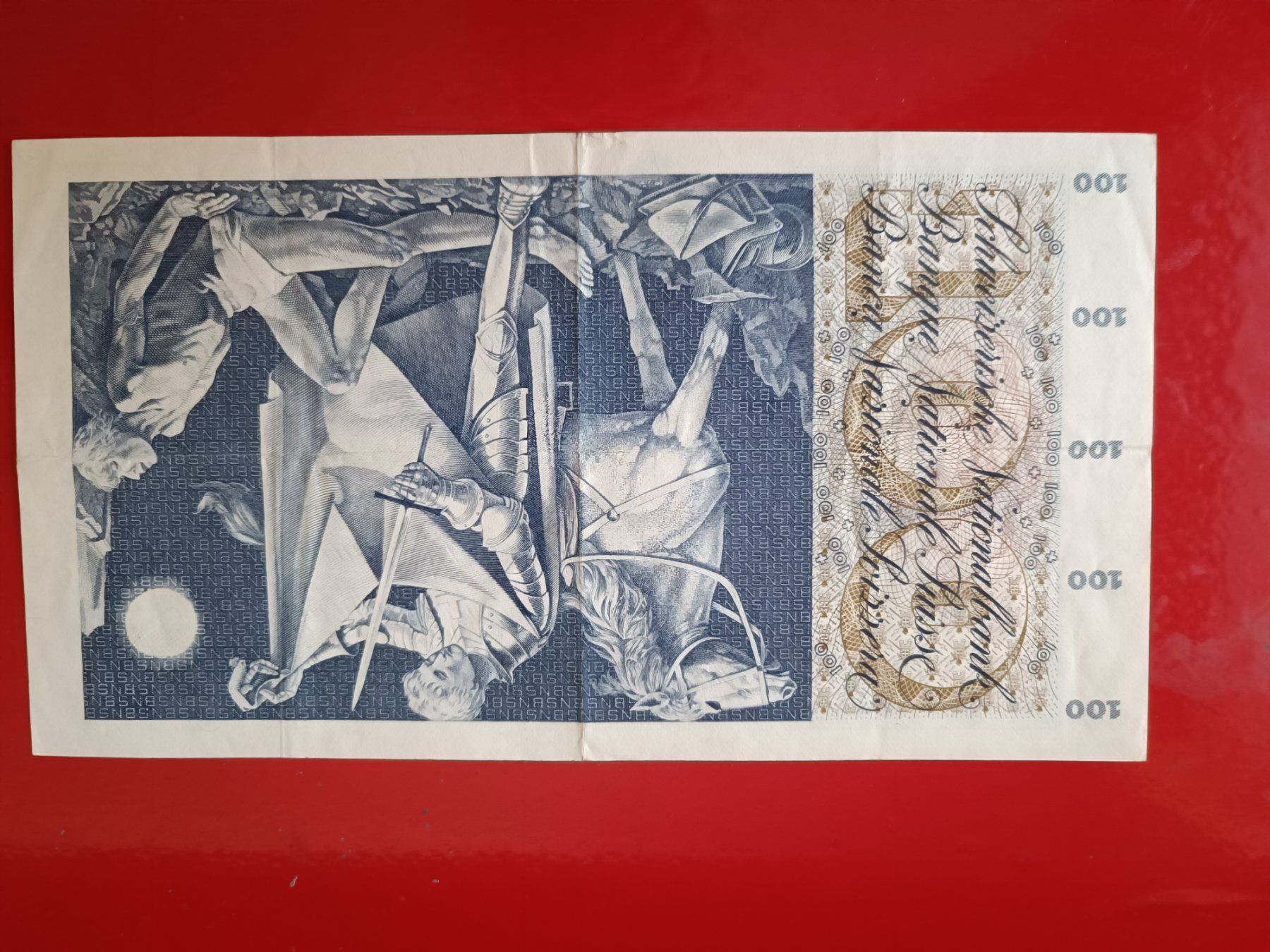 Banconote: SCHWEIZER -NOTE 100.- Fr. CH TYP ST. Martin 10. febr,1971 – Usato da Glis venduto da MYS-Wallis2020 4