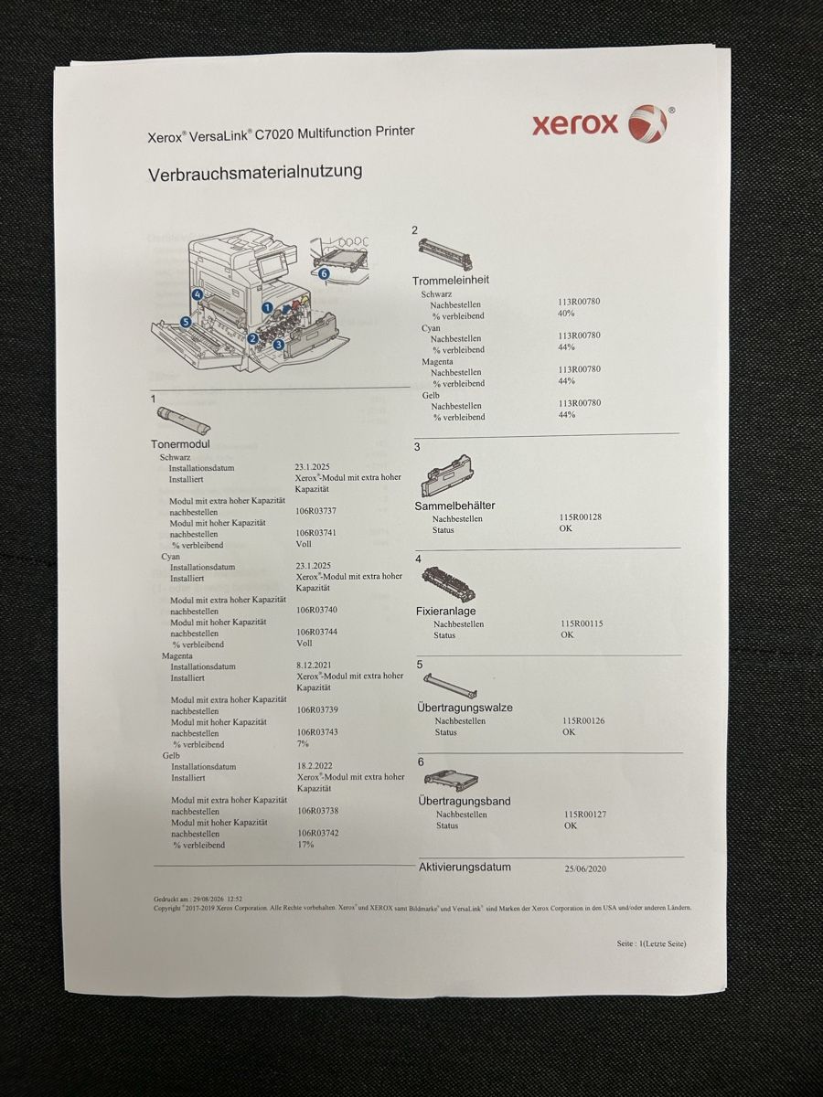Xerox Fotocopiatrici: Multifunktionsdrucker Xerox VersaLink C7020 gebraucht – Usato da Dietikon venduto da Vertex_Global 4