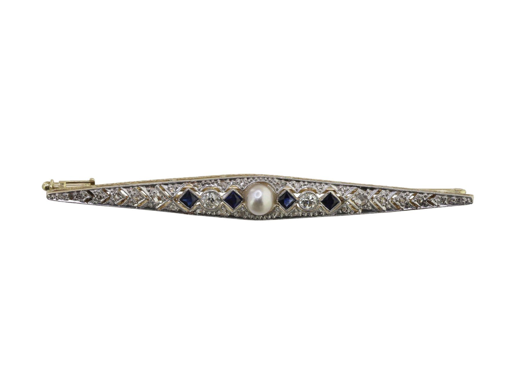 Spille & Fermagli: Saphir Diamant Stabbrosche – Usato da Zürich venduto da Vintage-Jewellery 2