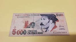 Alte Brasilianische Banknote 5000 Cruzeiros