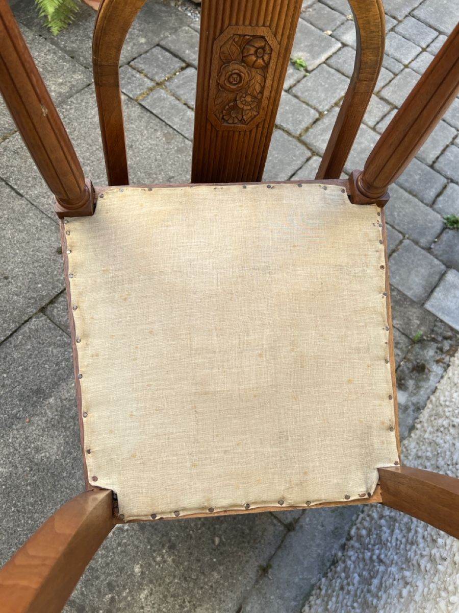 Sedie: 2 Stühle Holz Schnitzerei Stoffbezug – Usato da Bachenbülach venduto da LarissaLaruss 3