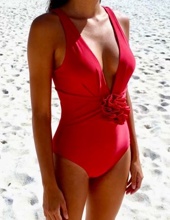 Glamour Costume da bagno rosso elegante taglia M/L nuovo