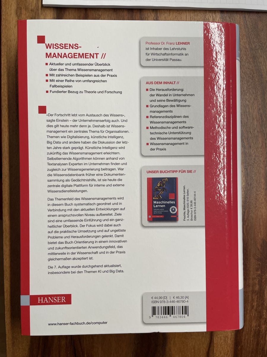 Libri: Wissensmanagement, 7. Auflage – Usato da Pfäffikon ZH venduto da mar_r8bc 1