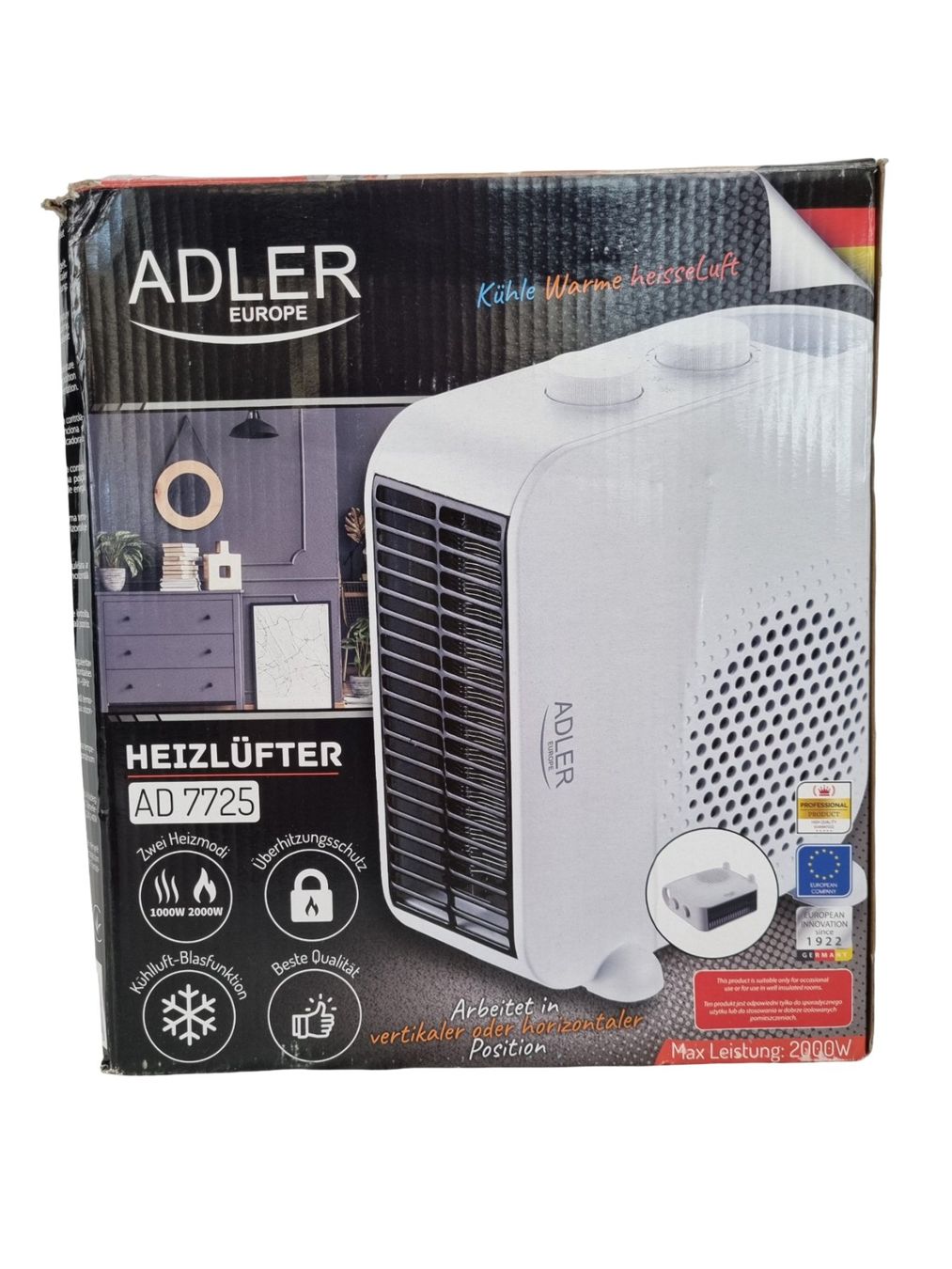 Radiatori: ADLER EUROPE Heizlüfter AD 7725 – Nuovo (secondo la descrizione) da Wangen b. Olten venduto da Restwert_Wangen 2