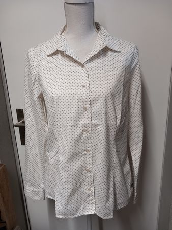 Marc O'Polo Stretch Bluse Gr.40 weiss/beige/blau gemustert