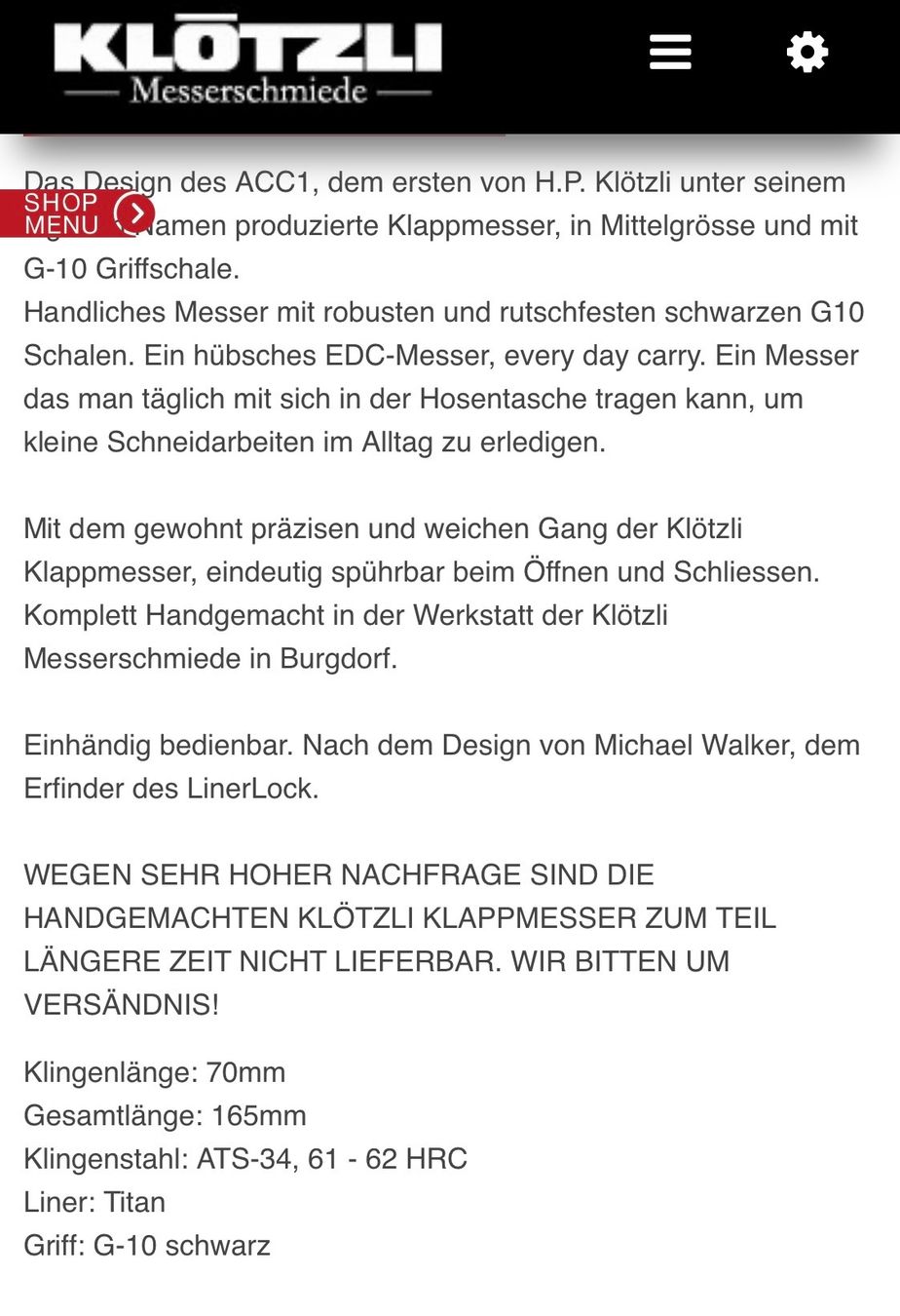 Klötzli Accessori: Klötzli Messer ACC M2 – Usato da Villnachern venduto da stephang2007 5