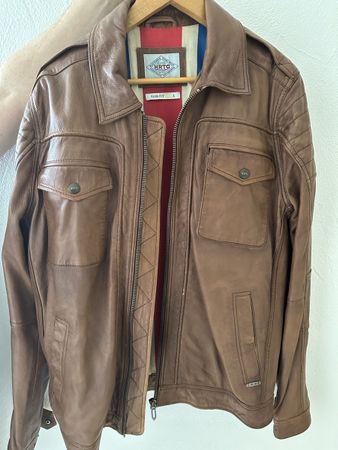 Veste en cuir HRTG, style motard, taille L
