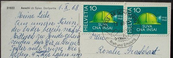Cartoline postali: AESCHI ob Spiez – Usato da Jona venduto da philajona 1