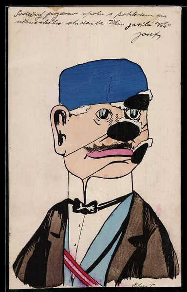Cartoline postali: Handgemalt: Verbindungsstudent mit Leder – Usato da Berlin venduto da bartko-reher
