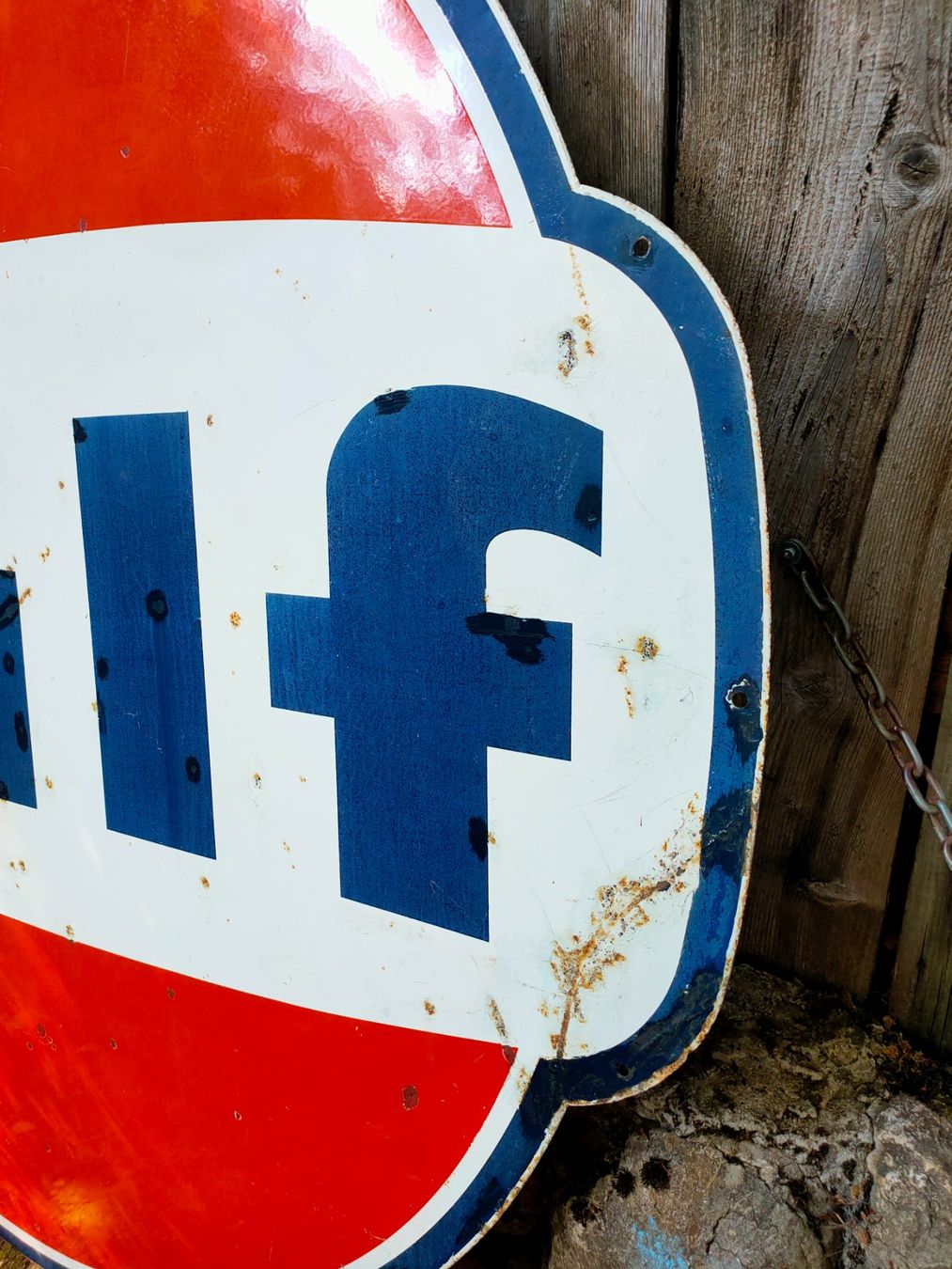 Gulf Oil Schilder: Plaque émaillée gulf – Gebraucht aus Bretonnières von Minigab 2