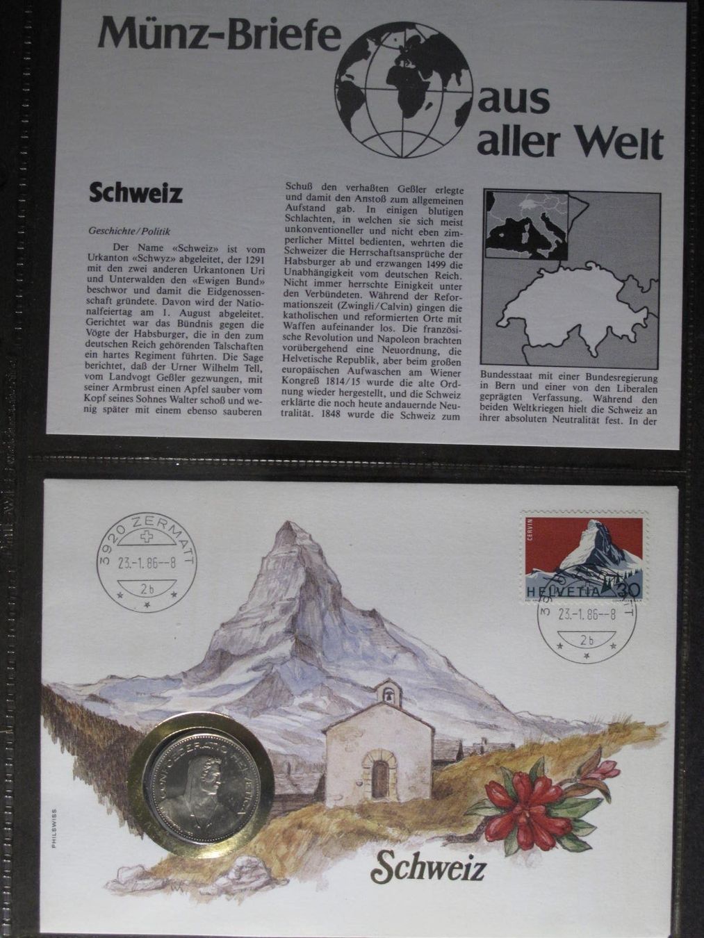 Alle Münzen: Numisbrief Schweiz Matterhorn 1986 – Gebraucht aus Wil SG von fva01