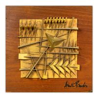 Arnaldo POMODORO - Flachrelief aus vergoldetem Messing 1982