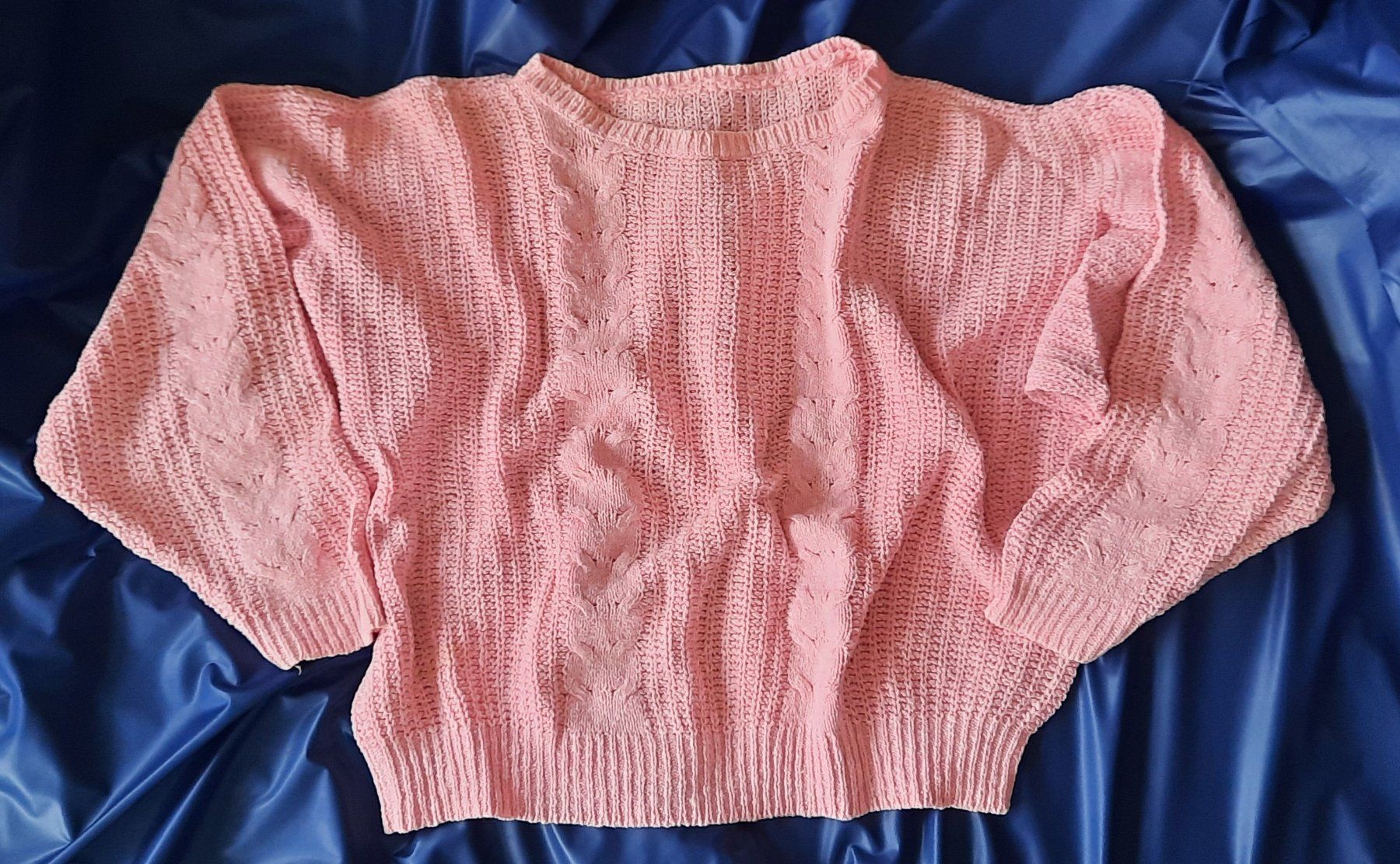 Pullover & Sweatshirts: Strick - Pullover rosa mit Zopfmuster, Baumwolle, M – Gebraucht aus Herrliberg von AlexandraBopp