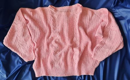 Strick - Pullover rosa mit Zopfmuster, Baumwolle, M
