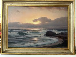 Carl Kenzler, Gemälde, Meeresrauschen mit Sonnenuntergang