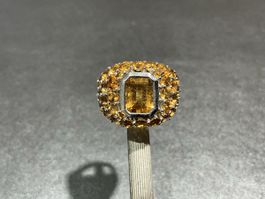 Damenring 18k Weißgold Citrin