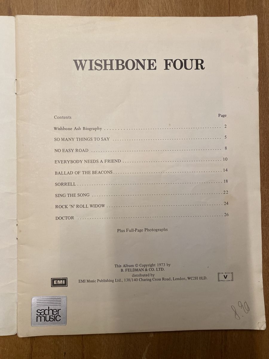Libri: Wishbone Ash Notenheft von 1973, 28 Seiten – Usato da Wohlen AG venduto da reswo01 1