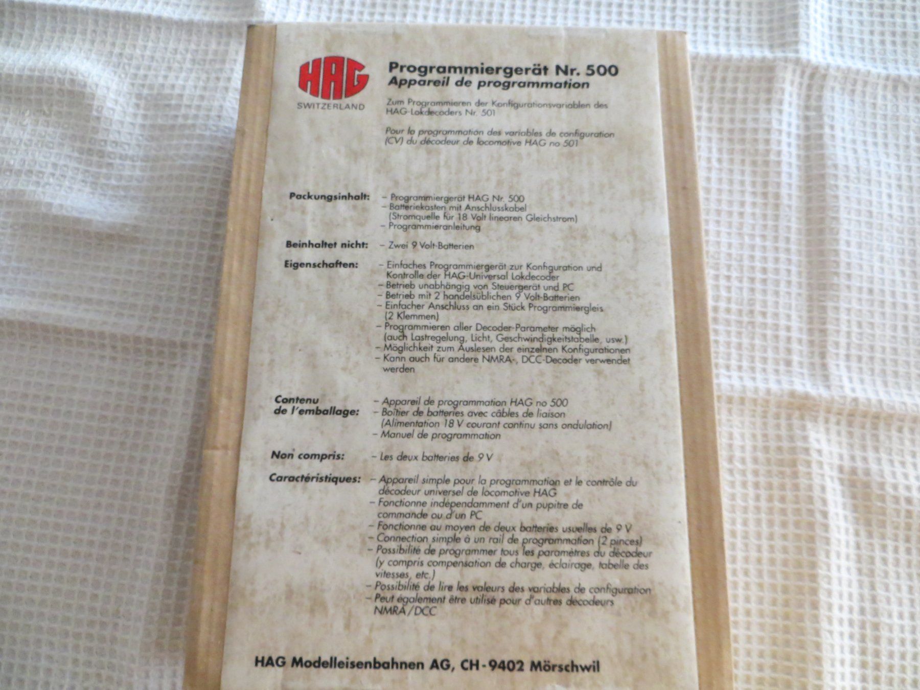 Hag Modellini di ferrovie: HAG Programmiergerät der Decoder, Artikel-Nr.: 500 – Nuovo e nell'imballaggio originale da Wohlen AG venduto da Loki7 1