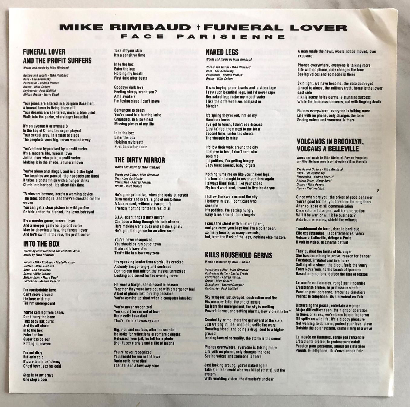 Schallplatten: MIKE RIMBAUD - FUNERAL LOVER – Gebraucht aus Poliez-Pittet von Newtown-Records 3