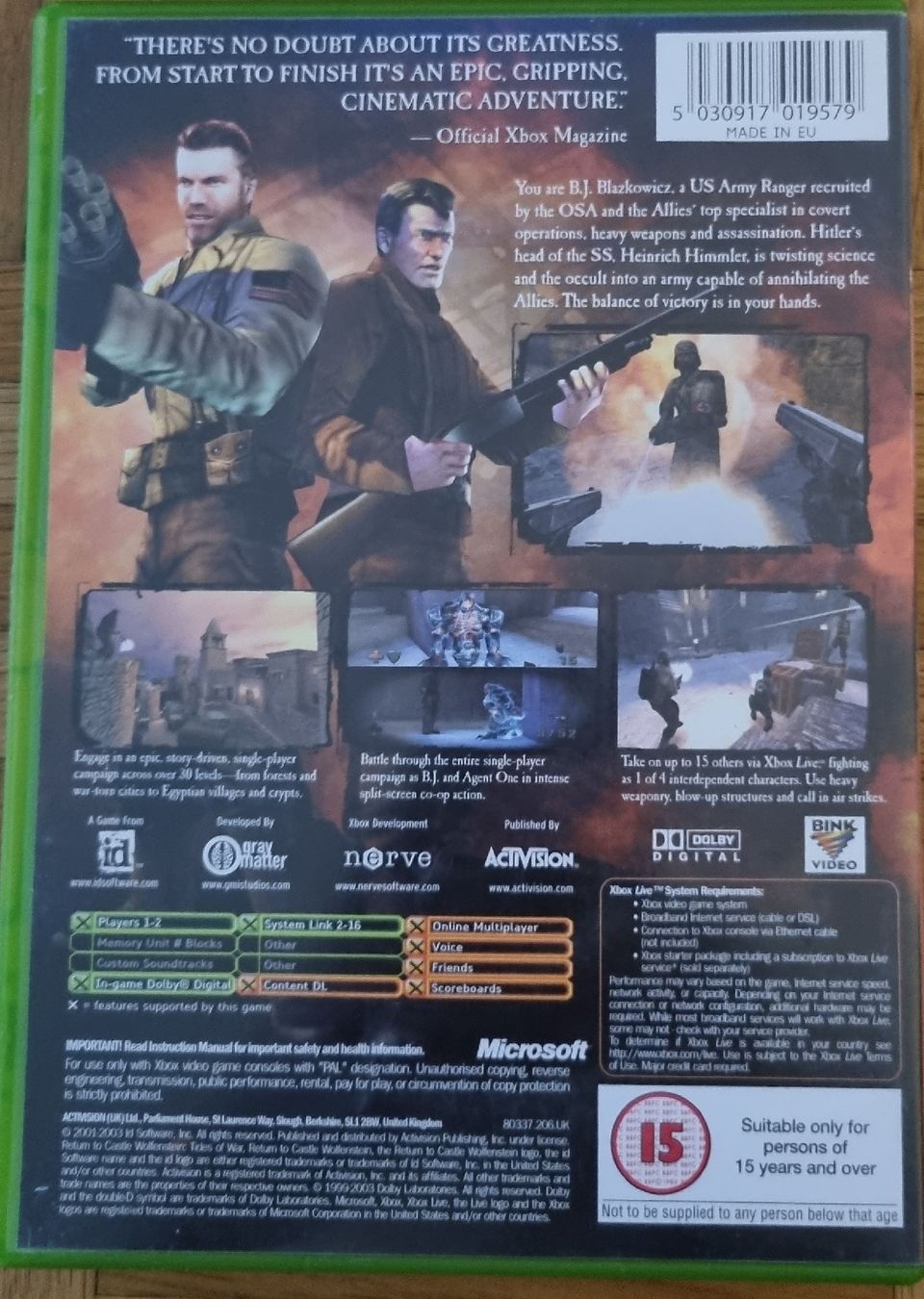 Microsoft Spiele: Return to Castle Wolfenstein Xbox Spiel – Gebraucht aus Kaiseraugst von archstud 1
