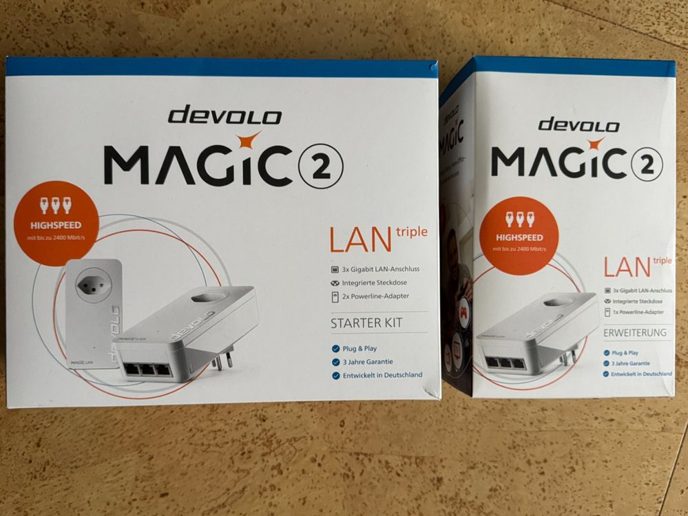 Powerline Magic 2 LAN Starter Kit plus Erweiterung triple (Neu (gemäss ...