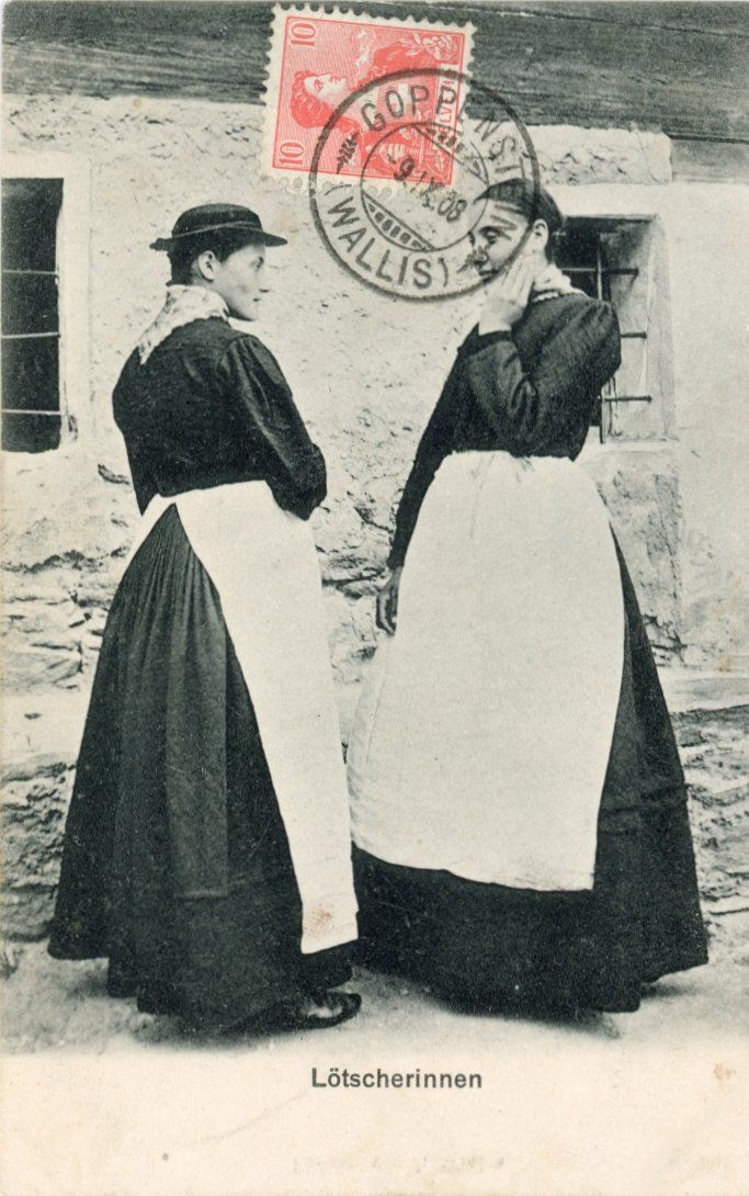 Ansichtskarten: Goppenstein VS  -  Lötscherinnen / Lötschental    um 1 9 0 8 – Gebraucht aus Brig von Valcards54