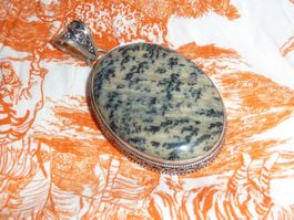 grand pendentif  argent  jaspe dendritique naturel unisexe
