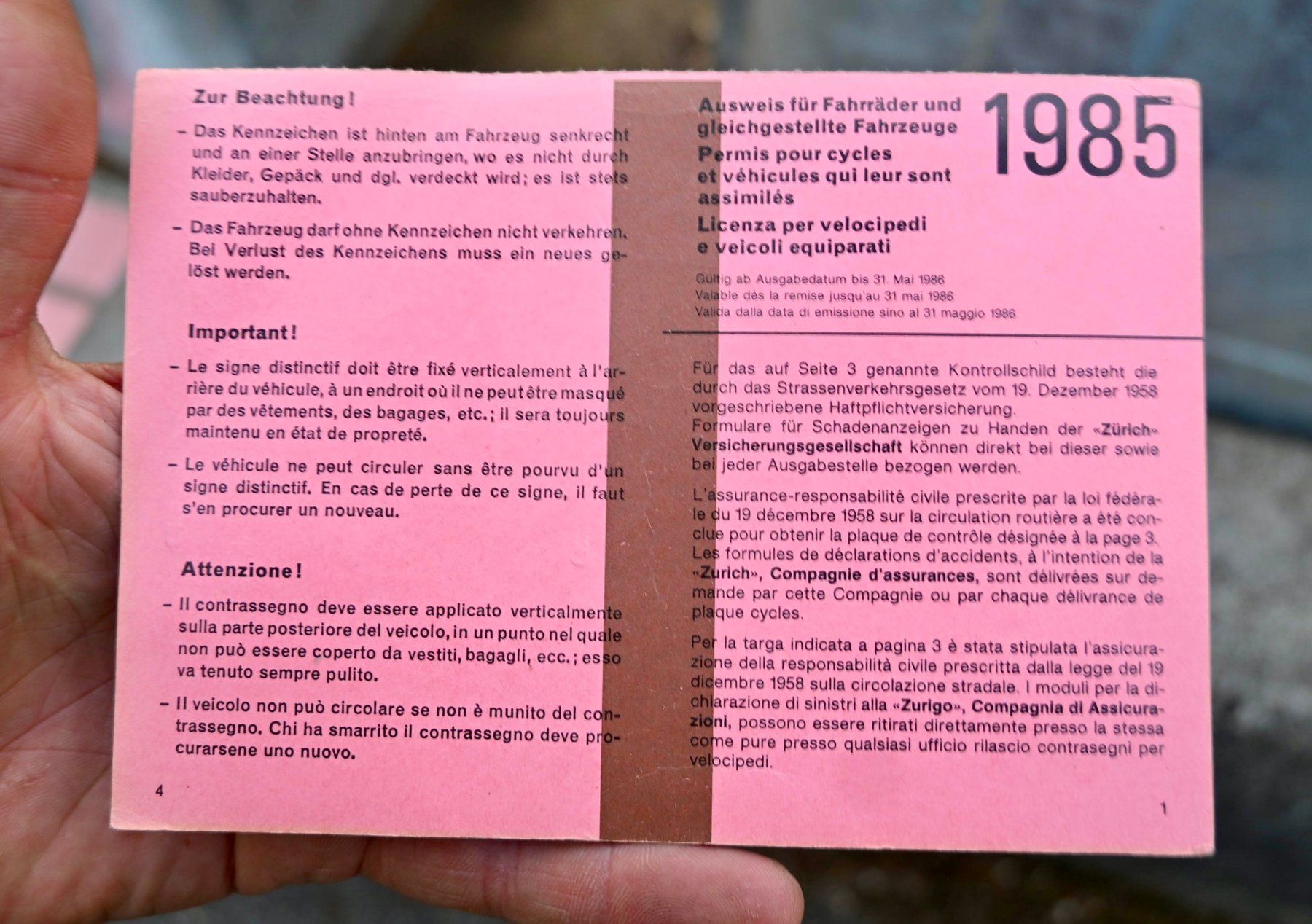Insegne: Schweizer Veloausweise ZH 1985 & 1987 – Usato da Pfaffhausen venduto da mono_rec 4