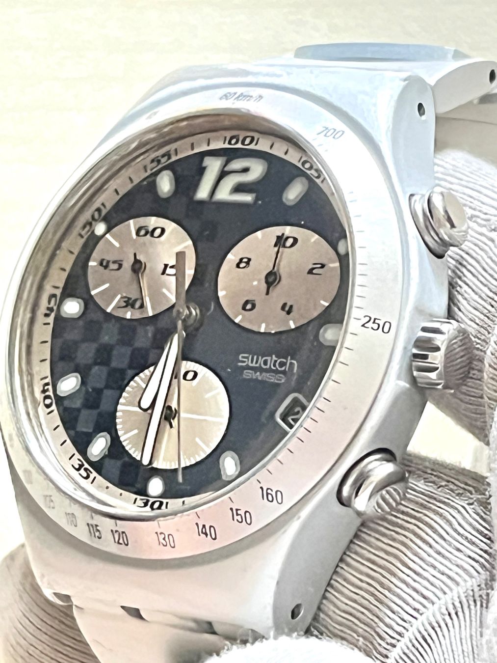 Swatch Orologi: Swatch Chronograph Uhr Alu Armband – Usato da Grenchen venduto da chththl 2