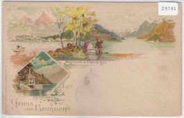 Gruss aus Brunnen - Litho