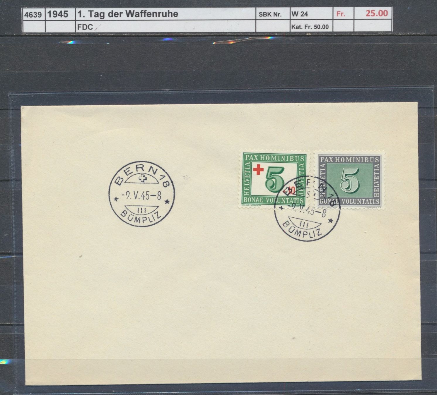 Tous les timbres: 1945 "1. Tag der Waffenruhe", FDC – D'occasion à Winterthur par Zupogeru
