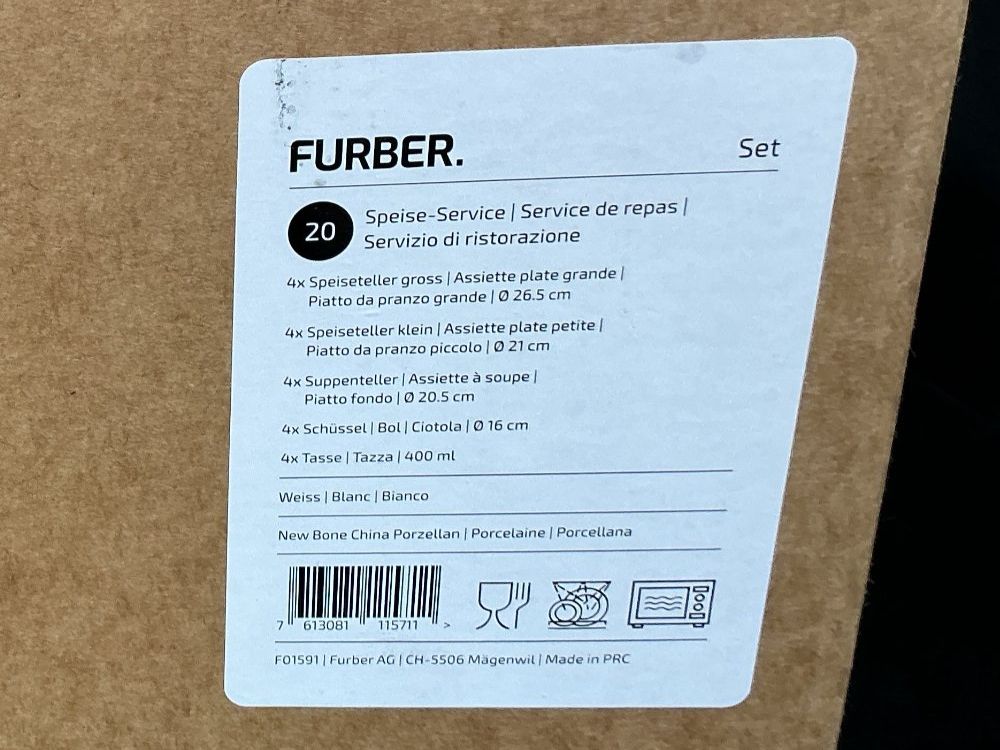 Geschirrsets: FURBER Speise - Service Set – Neu (gemäss Beschreibung) aus Richterswil von Restwert_Richterswil 9