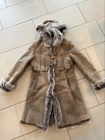  Shearling Lammfell-Mantel, Grösse 38-40, Leonardo