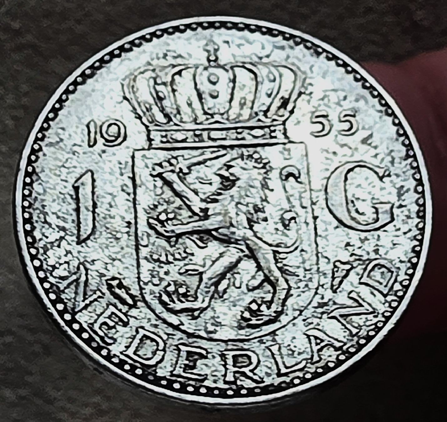 Alle Münzen: NIEDERLANDE 1 GULDEN 1955 SILBER – Gebraucht aus Winterthur von Creso70 1