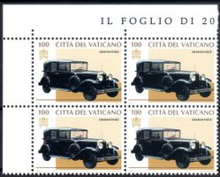 ** POSTFRISCH ** CARROZZE E AUTO PONTEFICI 4ERBLOCK - VA21