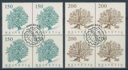 2021 - Bäume - Viererblock - Ersttag Stempel ET
