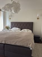 Polsterbett 180 × 200 cm – Dunkelgrau/Taupe