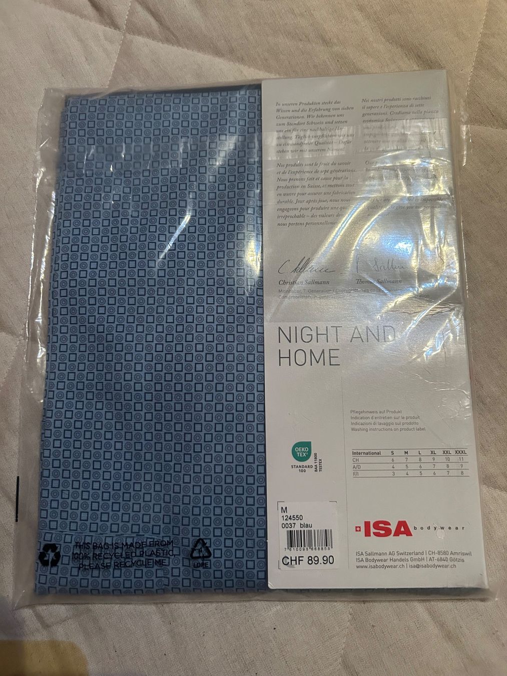 Pigiami: ISA Pyjama kurz Gr. M LP. 89.90.- – Nuovo e nell'imballaggio originale da Genève venduto da sunandwind 1
