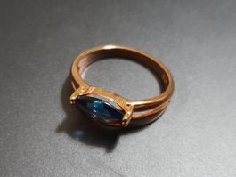Ring mit Zirkonia, vergoldet 585, 3g, size 7 (54.5)