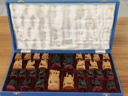 Schachfiguren Schach Indisch Antik handgeschnitzt gr Figuren