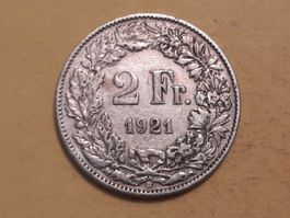 Schweiz 2 Franken 1921 B Silber