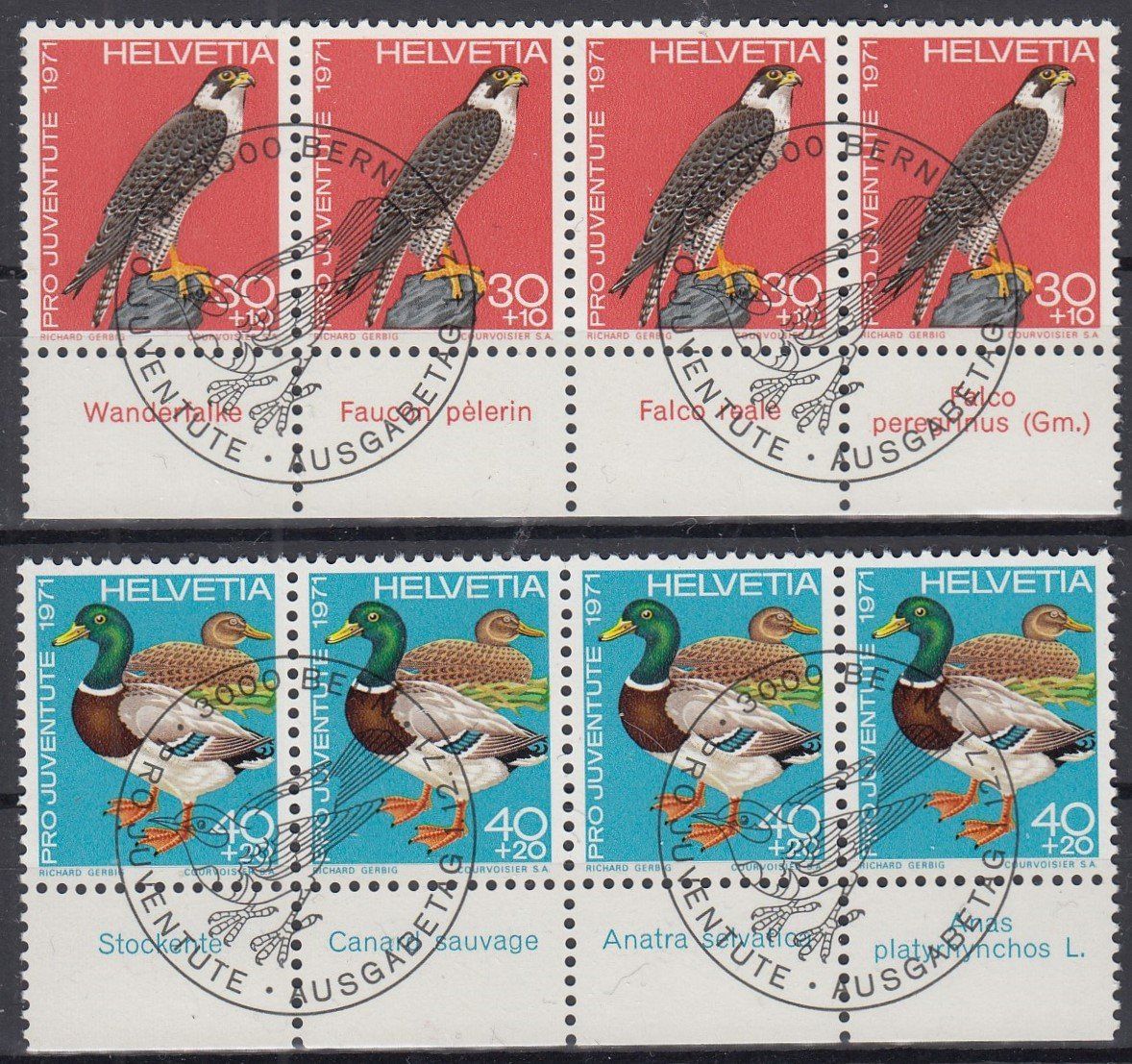 Tutti i francobolli: 236-239 mit FD-Eckstempel Bern 1.12.1971, Tabs in 4 Sprachen – Usato da Spreitenbach venduto da Lienbi01 1