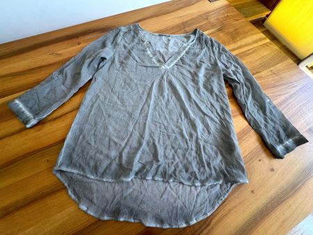 Damen Tunikabluse Seide / Viskose grau langarm Gr XS wie neu