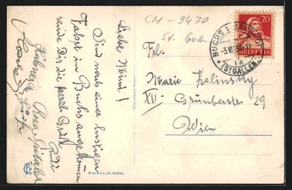 Cartes postales: AK Buchs, Ortsansicht mit Werdenberg – D'occasion à Berlin par bartko-reher 1
