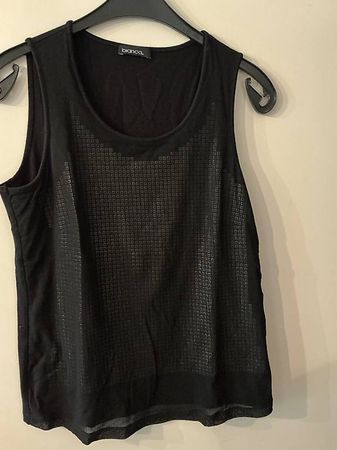 Top mit Effect schwarz mit Silbrig Unterteil Bianca 38