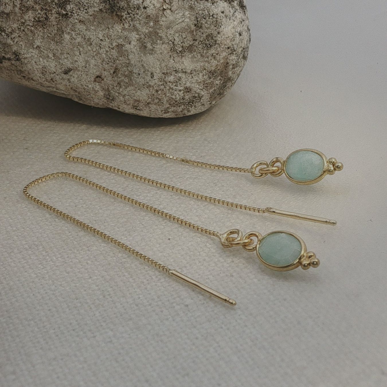 Olga Ribler Orecchini pendenti & Orecchini a lobo: Kettenohrringe mit Amazonite in Silber vergoldet – Nuovo (secondo la descrizione) da Luzern venduto da Schmuckoutlet 5