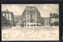 Biel, Strassengabelung mit Gewerbe A. Jo