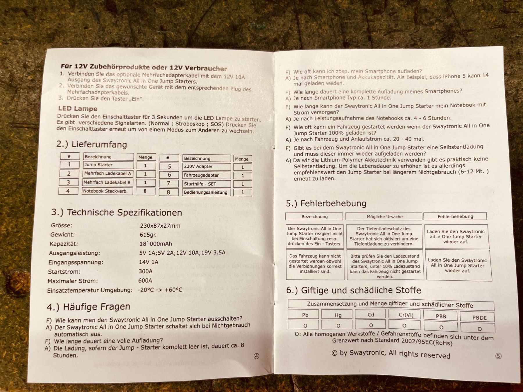 Swaytronic Caricabatterie: Swaytronic Startbooster mit Zubehöhr – Usato da Remigen venduto da Fazer 9