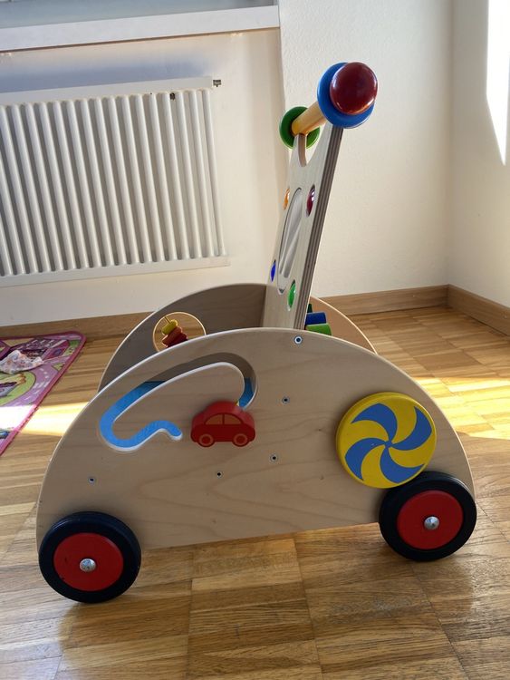 Holz Lauflernwagen In LKW-Form – Mit Stauraum, Bremse & Spielzeug | Für Kinder Ab 3 Jahren