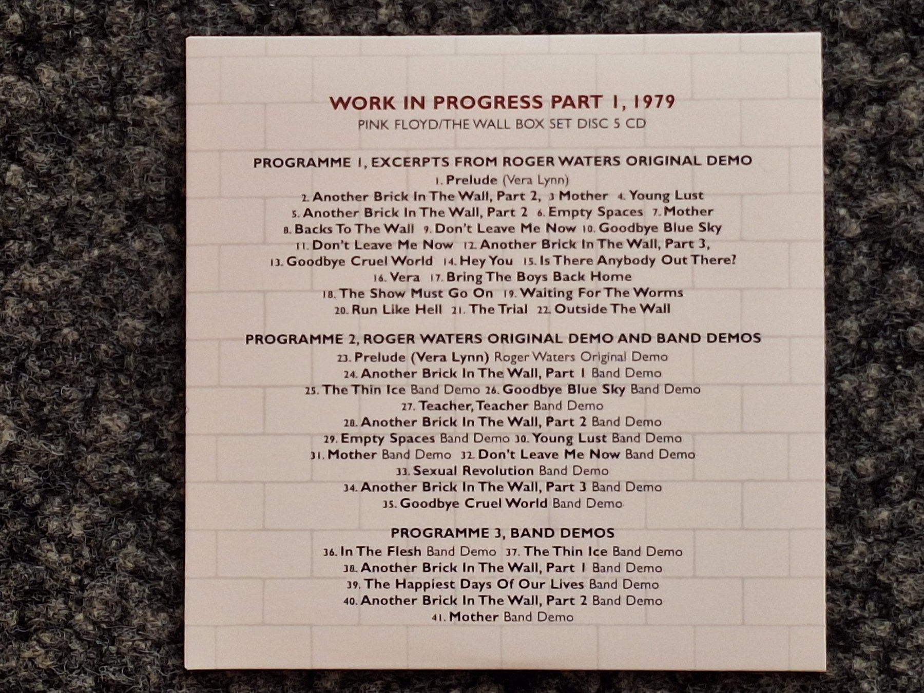 CD: Pink Floyd, The Wall - 6 CD / DVD Box EU 2011 – Nuovo (secondo la descrizione) da Oberentfelden venduto da Musicud 8